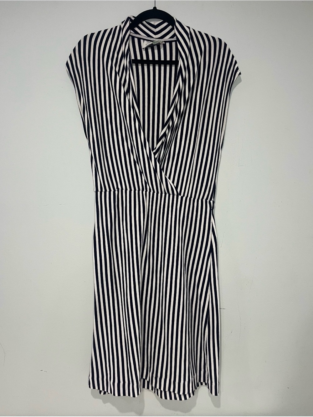 Saturday Sunday Black and White Striped Knit Wrap Dress Size OS